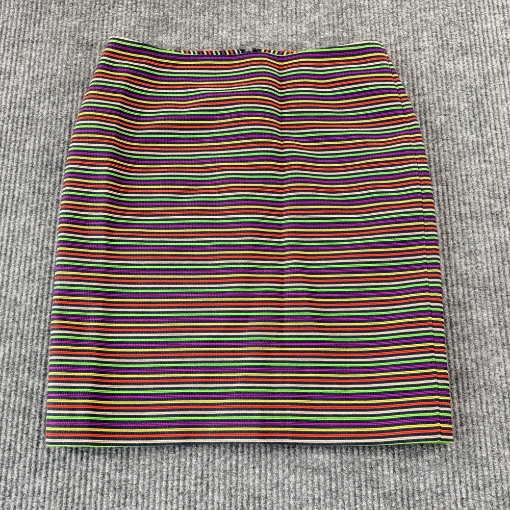 Talbots Skirt Womens 8 Multicolor Striped Twill Pencil Lined Slit Knee Length